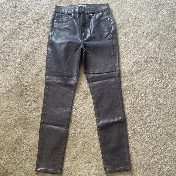 LOFT The Skinny Pewter Coated Jeans Size 2/26 - Picture 5 of 8